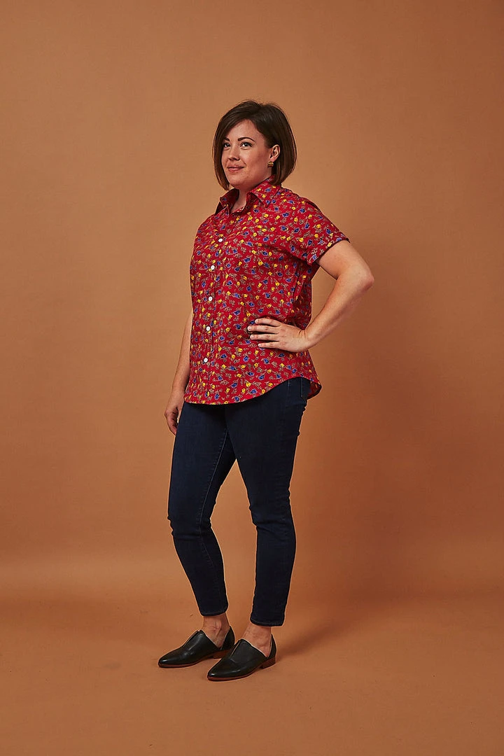 Dushyant Asthana Men's Folk Short Sleeve Shirt - Maroon 6 Dushyant Asthana Men's Folk Short Sleeve Shirt - Maroon