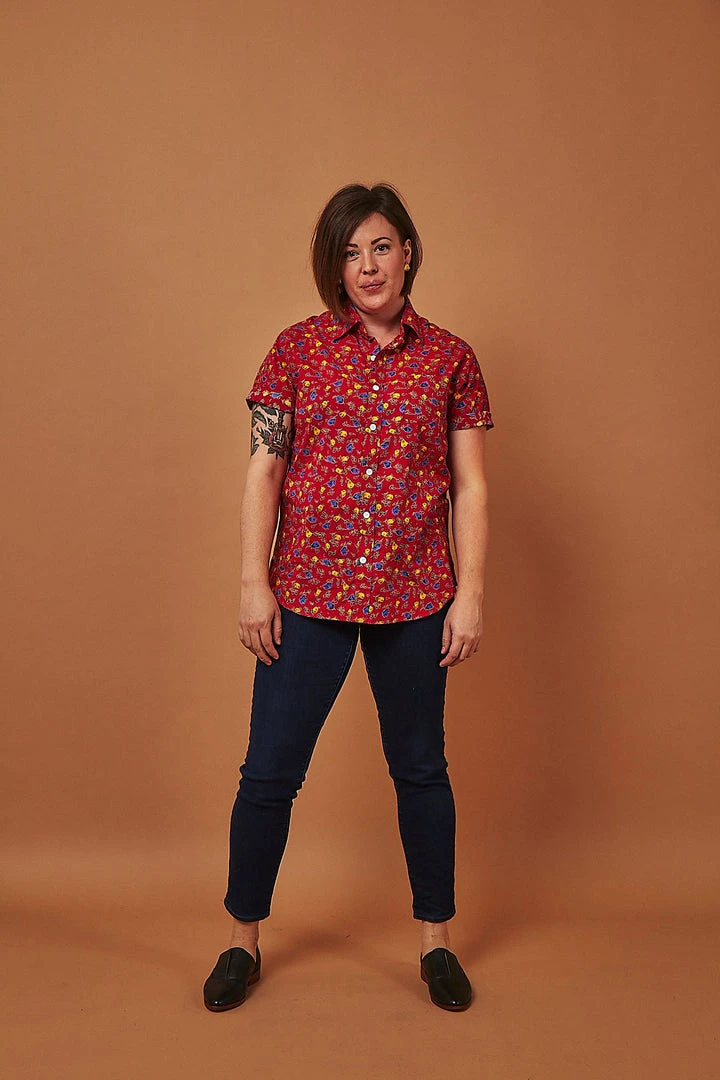 Dushyant Asthana Men's Folk Short Sleeve Shirt - Maroon 5 Dushyant Asthana Men's Folk Short Sleeve Shirt - Maroon