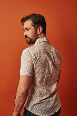 Dushyant Asthana Men's Folk Short Sleeve Shirt - Leaf Motif