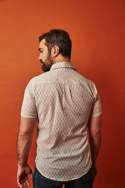 Dushyant Asthana Men's Folk Short Sleeve Shirt - Leaf Motif