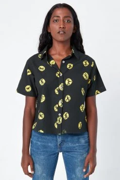 Dushyant Asthana Clothing Michelle Tie Dye Short Sleeve Shirt - Black + Yellow