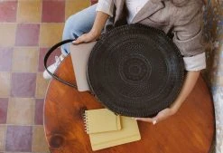 Purse & Clutch Embossed Circle Shoulder Bag - Charcoal Accessories 12 Purse & Clutch Embossed Circle Shoulder Bag - Charcoal Accessories