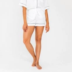 Ettitude Best Sellers Bamboo Lyocell Pajama Shorts - Feather White