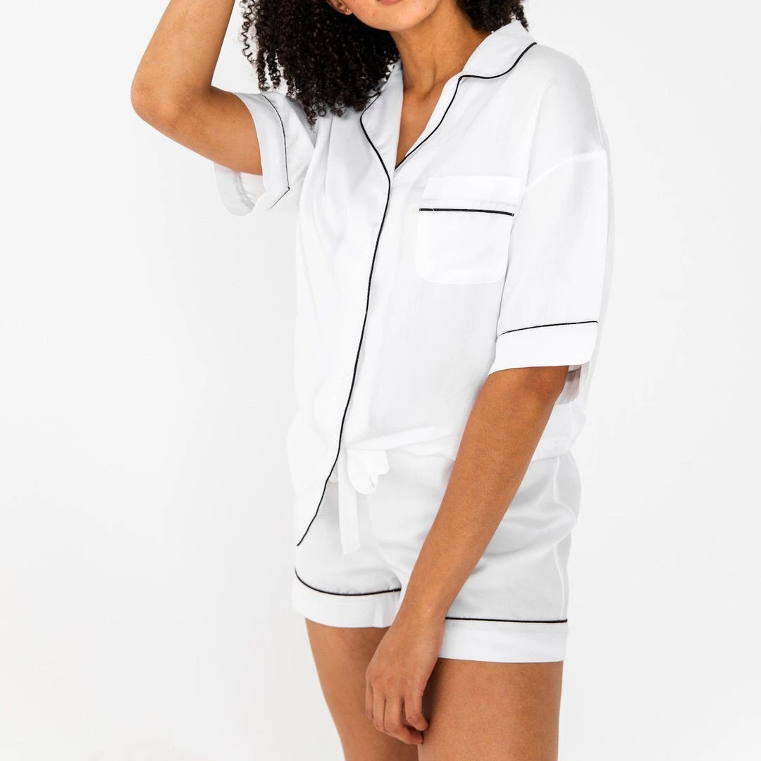 Ettitude Best Sellers Bamboo Lyocell Short Sleeve Pajama Shirt - Feather White 6 Ettitude Best Sellers Bamboo Lyocell Short Sleeve Pajama Shirt - Feather White
