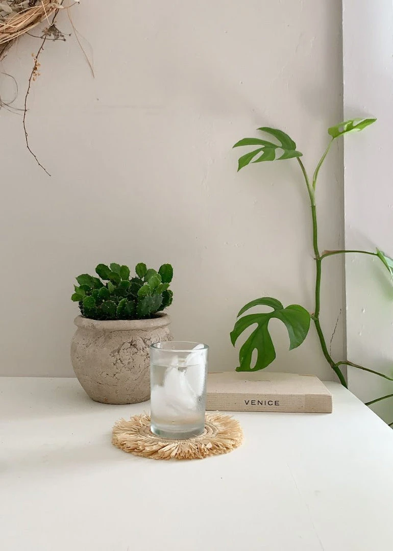 KAZI Office Accessories Fringed Natural Drink Oversized Coaster Set 4 KAZI Office Accessories Fringed Natural Drink Oversized Coaster Set