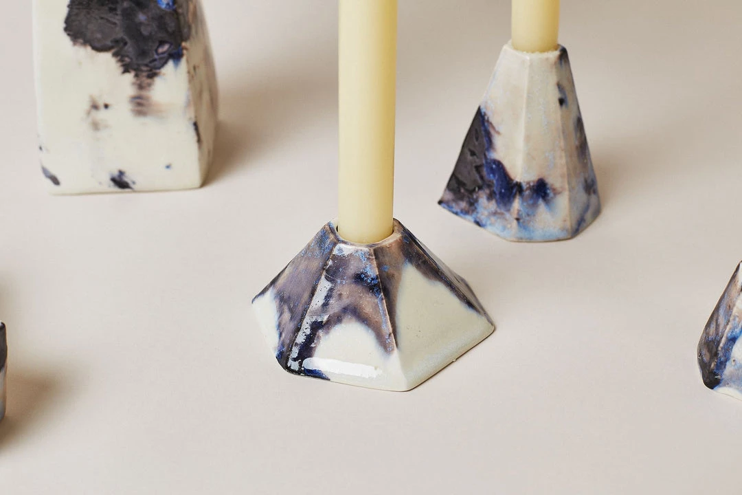 Lauren HB Studio Geo Porcelain Candlestick Holder Set 6 Lauren HB Studio Geo Porcelain Candlestick Holder Set