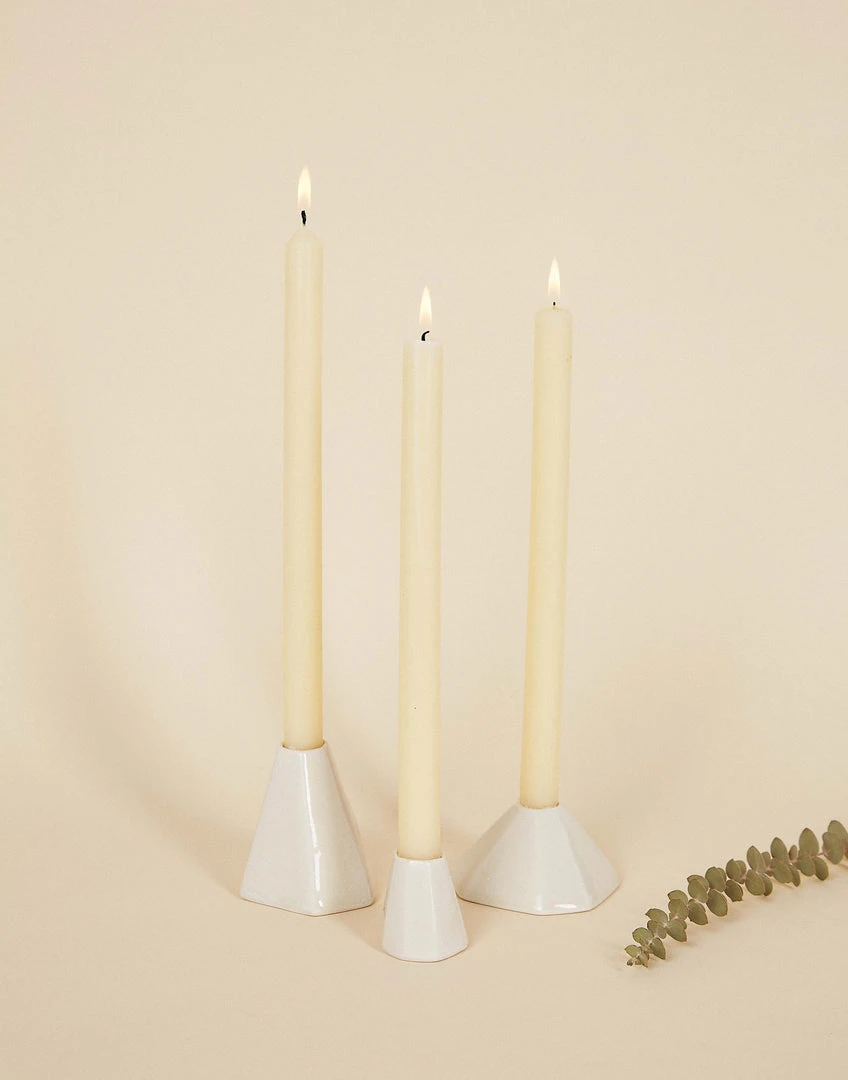 Lauren HB Studio Geo Porcelain Candlestick Holder Set 4 Lauren HB Studio Geo Porcelain Candlestick Holder Set