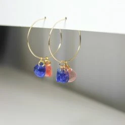 Giulia Letzi + META Jewelry Rainbow Upcycled Hoop Earrings - Blue + Blush