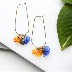 Giulia Letzi + META Jewelry Ginevra Upcycled Drop Earrings - Blue + Orange