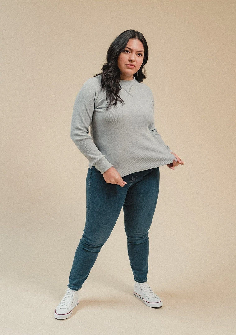 Poplinen Gloria Waffle Thermal Top - Heather Gray 4 Poplinen Gloria Waffle Thermal Top - Heather Gray