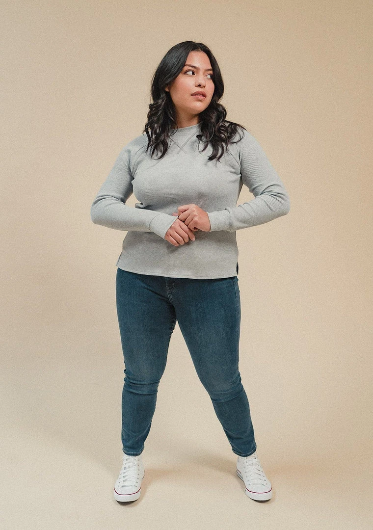 Poplinen Gloria Waffle Thermal Top - Heather Gray 5 Poplinen Gloria Waffle Thermal Top - Heather Gray