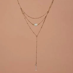Iron Oxide Gold Layered Opal Lariat Necklace 10 Iron Oxide Gold Layered Opal Lariat Necklace
