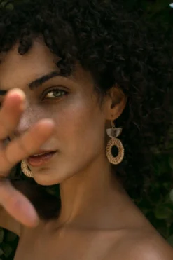 Hathorway Ninh Binh Horn & Rattan Crescent & Donut Earrings BIPOC Owned