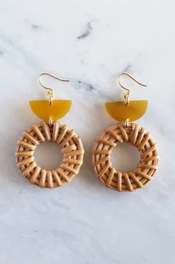 Hathorway Ninh Binh Horn & Rattan Crescent & Donut Earrings BIPOC Owned