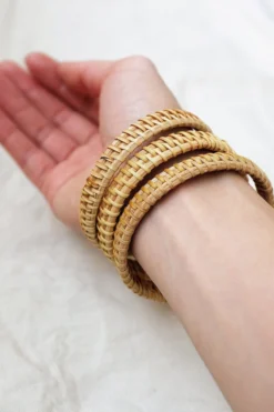 Hathorway Thien Natural Handwoven Rattan Bangle Bracelet