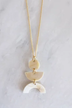 Hathorway BIPOC Owned Vui Mung Geometrical Buffalo Horn Pendant Necklace