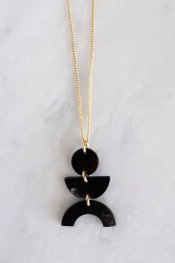 Hathorway BIPOC Owned Vui Mung Geometrical Buffalo Horn Pendant Necklace