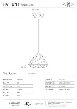 Ameico Lighting Hatton 1 Pendant Light