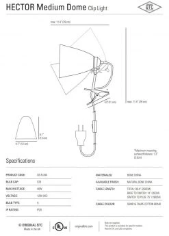 Ameico Lighting Hector Medium Dome Clip Light