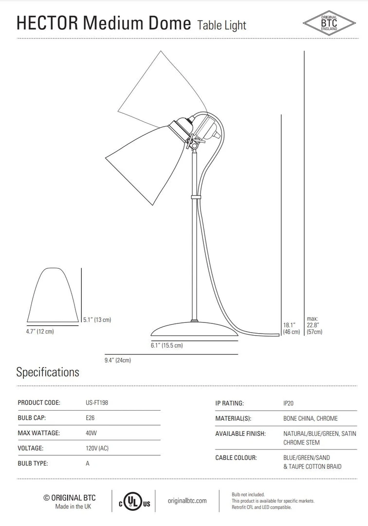 Ameico Lighting Hector Medium Dome Table Lamp 6 Ameico Lighting Hector Medium Dome Table Lamp