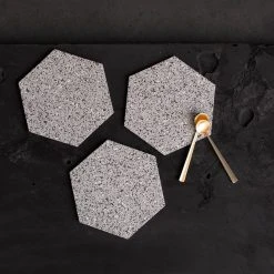 Slash Objects Hex Recycled Rubber Trivet Set - Gris Kitchen + Dining