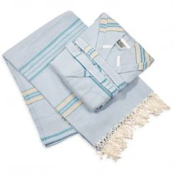 Hilana: Upcycled Cotton Home Goods Antalya Unisex Turkish Bathrobe - Beige