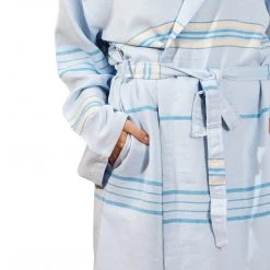 Hilana: Upcycled Cotton Home Goods Antalya Unisex Turkish Bathrobe - Beige