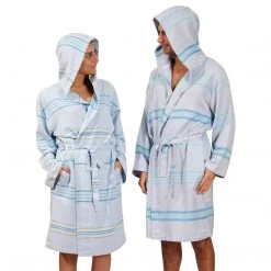 Hilana: Upcycled Cotton Antalya Unisex Turkish Bathrobe - Turquoise Best Sellers