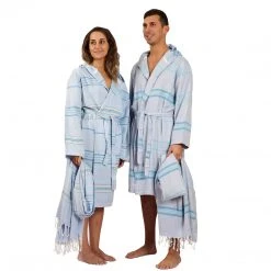 Hilana: Upcycled Cotton Antalya Unisex Turkish Bathrobe - Turquoise Best Sellers