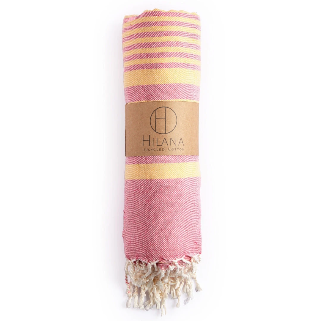 Hilana: Upcycled Cotton Fethiye Upcycled Turkish Towel - Pink 10 Hilana: Upcycled Cotton Fethiye Upcycled Turkish Towel - Pink