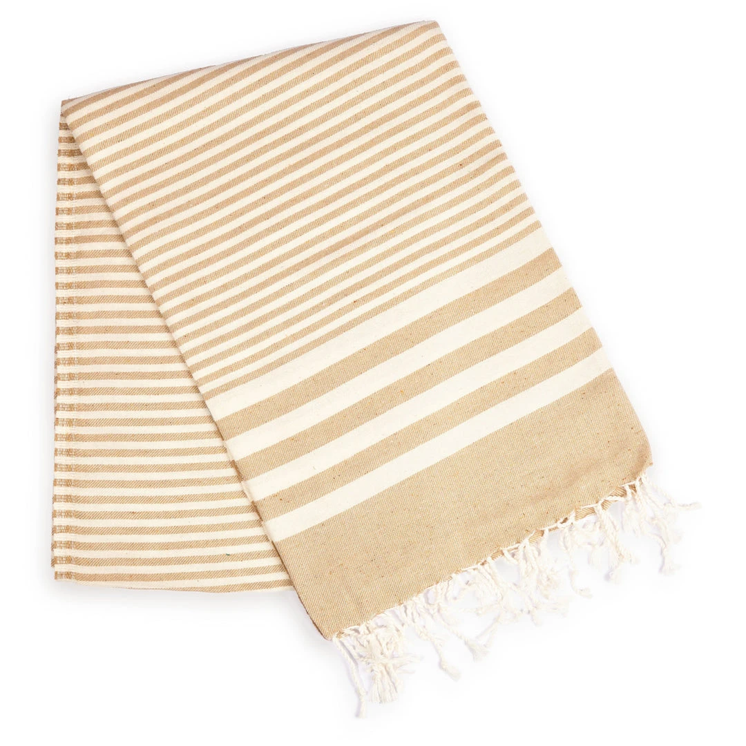 Hilana: Upcycled Cotton Fethiye Upcycled Turkish Towel / Blanket - Beige 5 Hilana: Upcycled Cotton Fethiye Upcycled Turkish Towel / Blanket - Beige