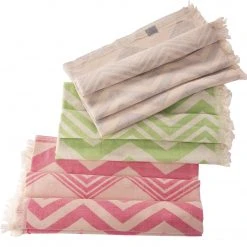 Hilana: Upcycled Cotton Best Sellers Mersin Upcycled Chevron Turkish Towel - Pink