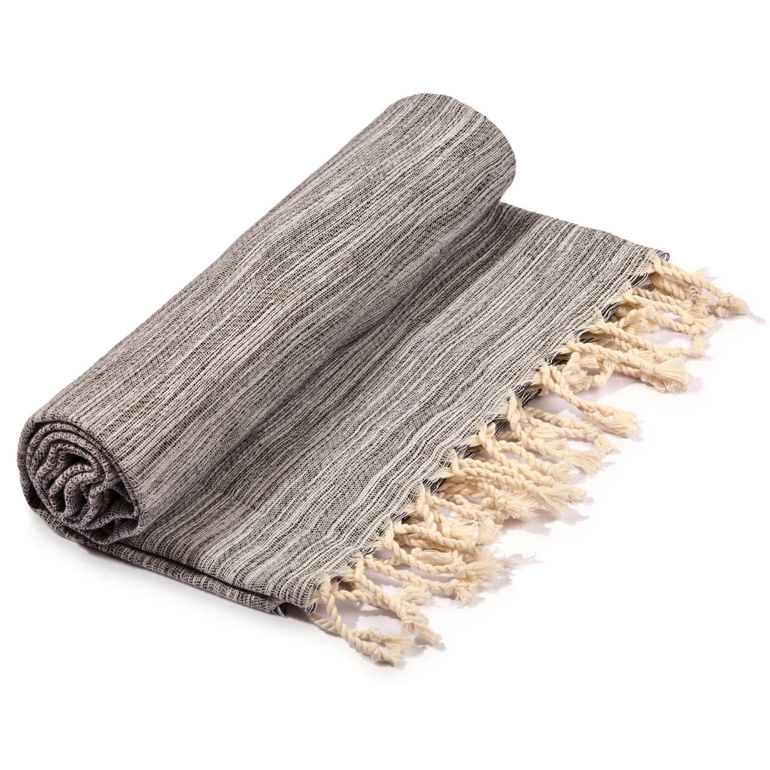 Hilana: Upcycled Cotton Home Goods Yalova Upcycled Marbled Turkish Towel / Blanket - Black 3 Hilana: Upcycled Cotton Home Goods Yalova Upcycled Marbled Turkish Towel / Blanket - Black