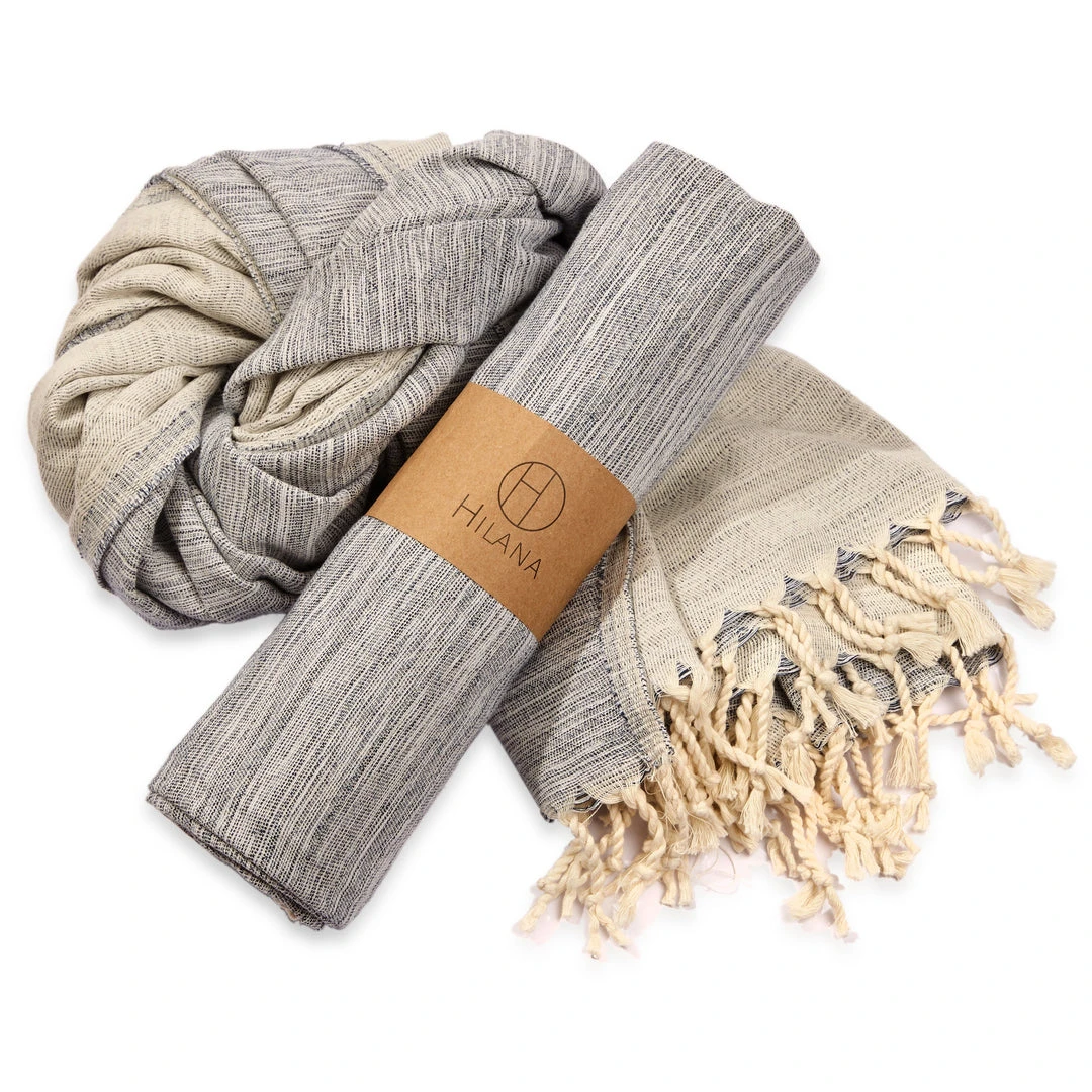 Hilana: Upcycled Cotton Home Goods Yalova Upcycled Marbled Turkish Towel / Blanket - Black 10 Hilana: Upcycled Cotton Home Goods Yalova Upcycled Marbled Turkish Towel / Blanket - Black