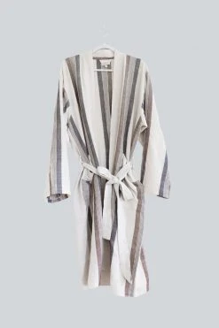 Home & Loft Hudson Unisex Long Turkish Robe - Brown + Cream 11 Home & Loft Hudson Unisex Long Turkish Robe - Brown + Cream