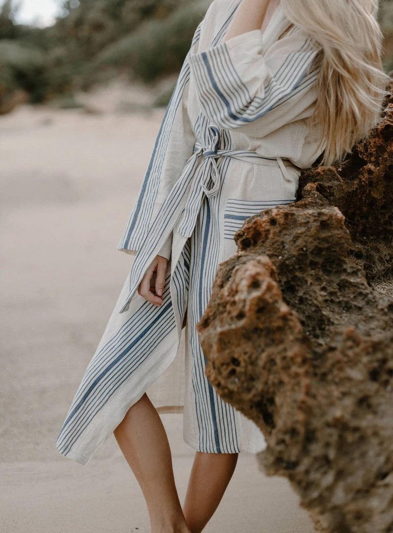 Home & Loft Hudson Unisex Long Turkish Robe - Royal Blue 4 Home & Loft Hudson Unisex Long Turkish Robe - Royal Blue