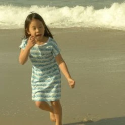 Honey Cake Tiger Kids' Hello Fun Wave Short Sleeve Dress