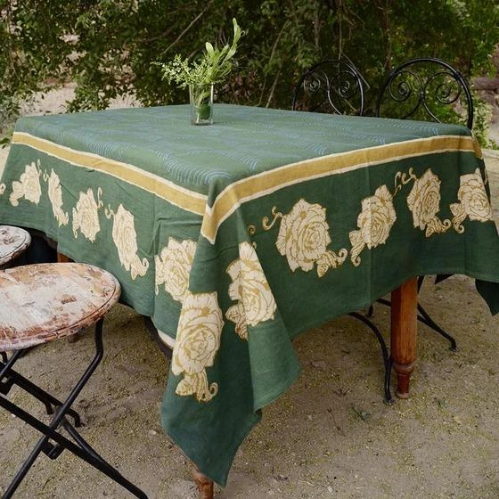 Ichcha Kitchen + Dining Green Rose Tablecloth 3 Ichcha Kitchen + Dining Green Rose Tablecloth