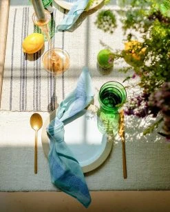 Soil To Studio Indu Linen Napkin Set - Tiffany Blue