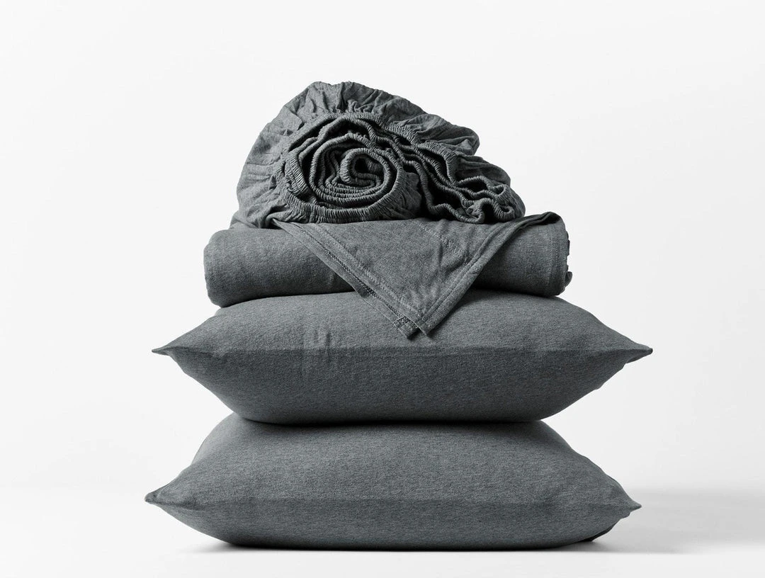 Coyuchi Jersey Sheet Set - Charcoal Heather 3 Coyuchi Jersey Sheet Set - Charcoal Heather