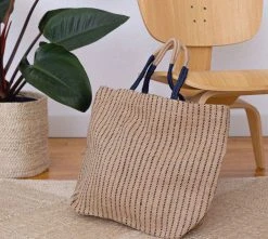 Will & Atlas Accessories Jute Shopper - Indigo Stripes