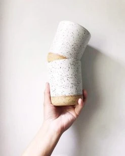 Katie Mudd Simple Speckled Stoneware Sipper Set - White