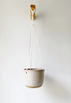 Katie Mudd Best Sellers Hanging Stoneware Planter - White