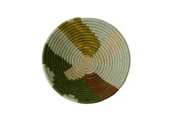 KAZI Abstract Olive Medium Round Basket