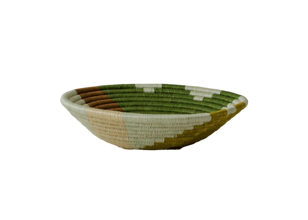 KAZI Abstract Olive Medium Round Basket 4 KAZI Abstract Olive Medium Round Basket