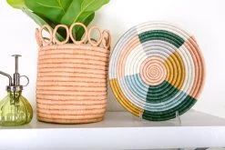 KAZI Medium Metallic Floret Round Basket Home Goods