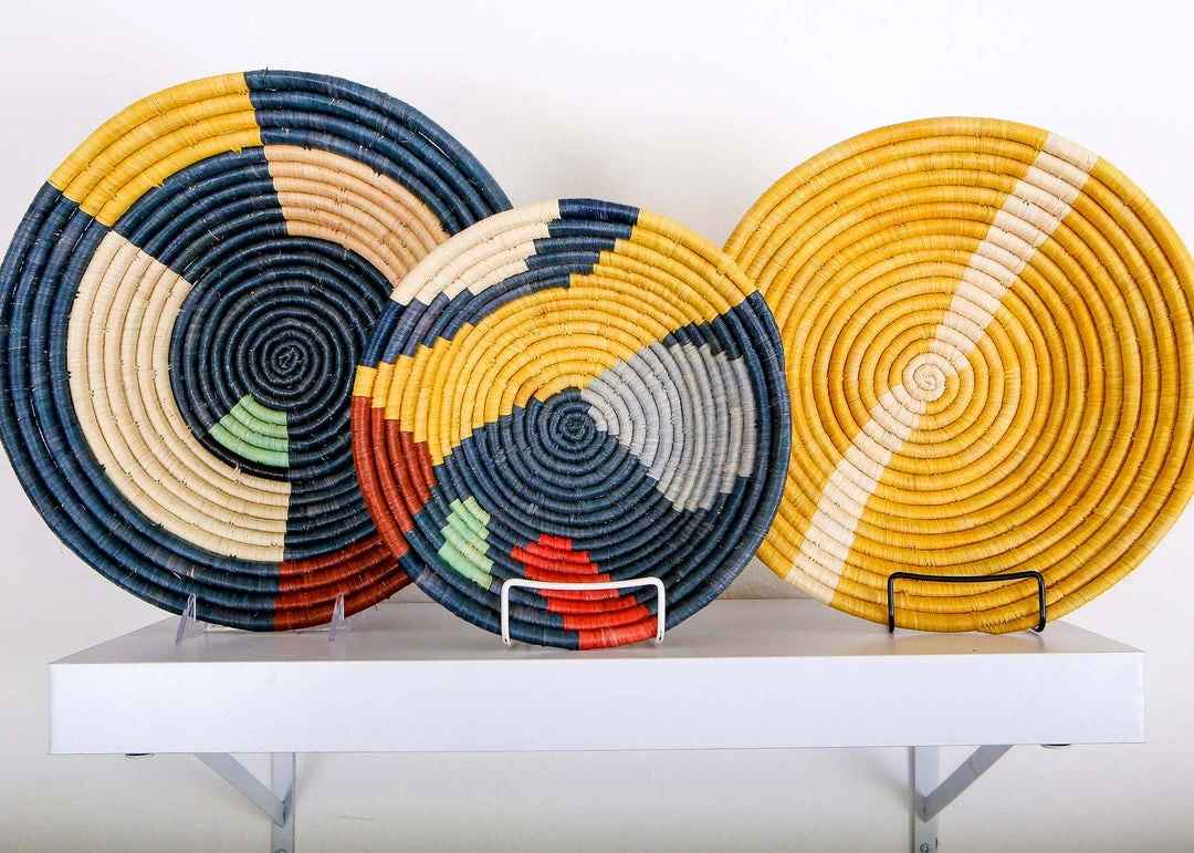 KAZI Medium Mod Abstract Round Basket 4 KAZI Medium Mod Abstract Round Basket