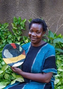 KAZI Medium Mod Abstract Round Basket 11 KAZI Medium Mod Abstract Round Basket