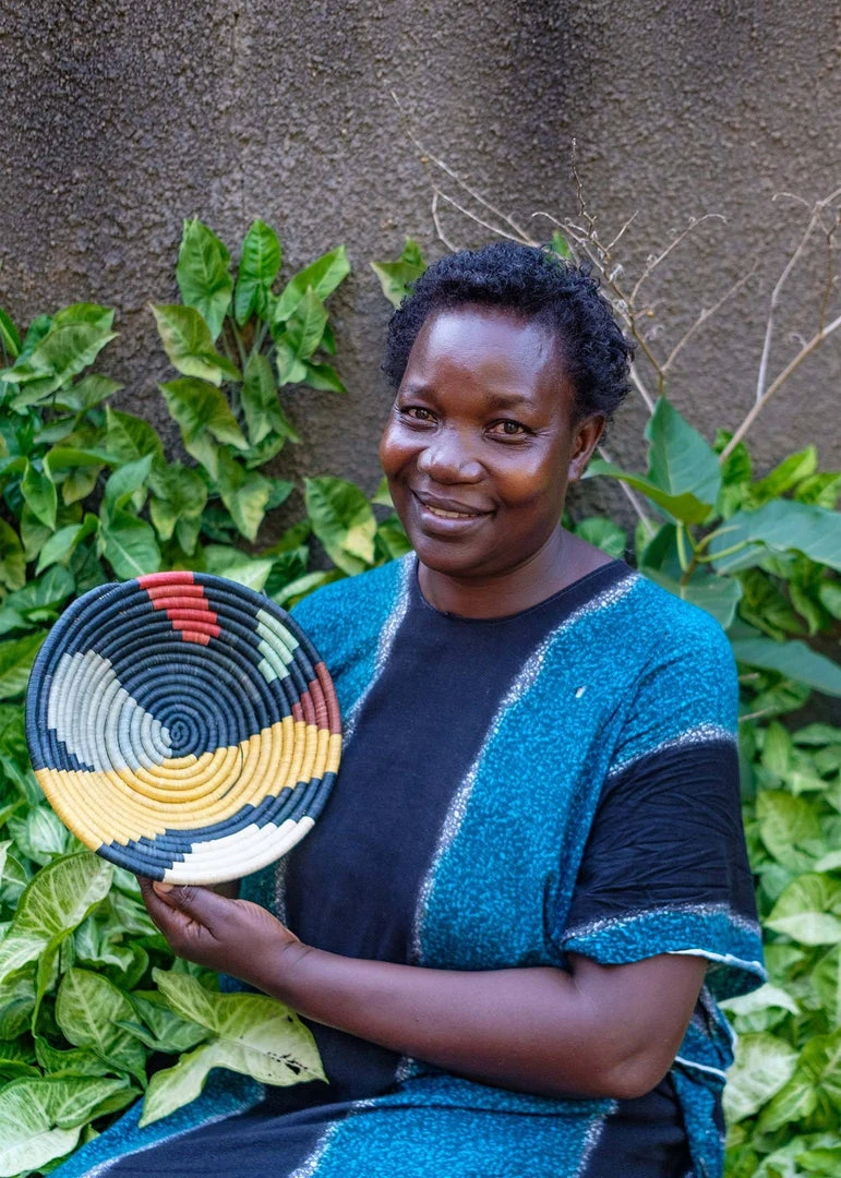 KAZI Medium Mod Abstract Round Basket 7 KAZI Medium Mod Abstract Round Basket