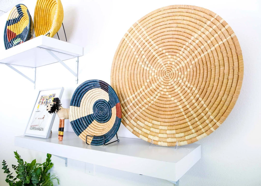 KAZI Medium Mod Abstract Round Basket 6 KAZI Medium Mod Abstract Round Basket